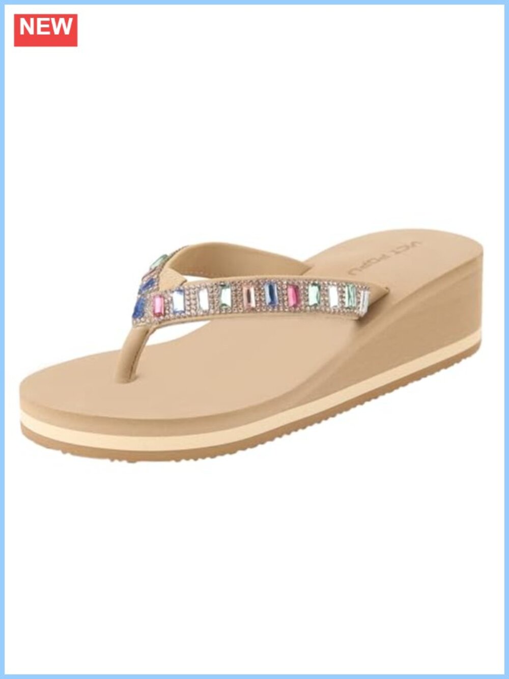 Rhinestone Platform High Heel Flip Flops Women Arch Support Wedge Sandals